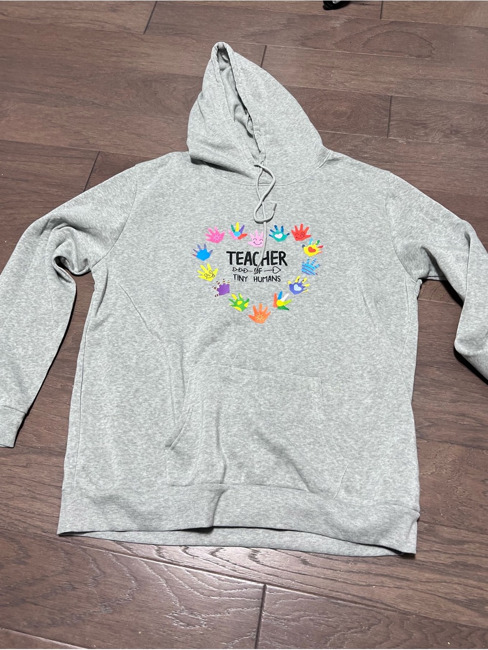 Gray 'Teacher of Tiny Humans' Pullover Hoodie